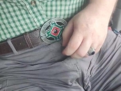 Ample Grizzly Father Lunchtime Wank Off in His Pickup Car