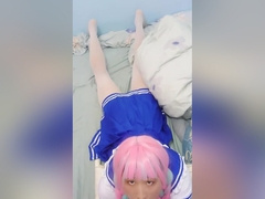 A Taiwanese Femboy Cosplay Hololive Aqua Blowjob