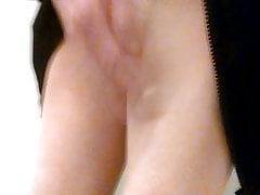 cum in light orange pantyhose