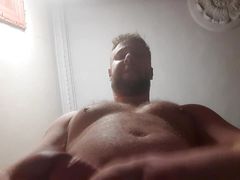 Russian man jerks off with obscenities and cums in camera