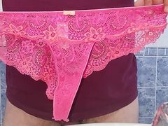 Wife lingerie cumming after work