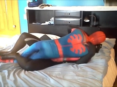 orca frogman playing with spiderman dummy