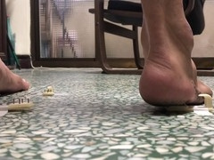 Cumming on my submissive's feet after a long barefoot day and training