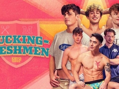 Two ard-dicked twinks are into freshmen fucking