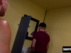 Danny Starr gags on Jkab Ethan Dales cock before public stall fucking