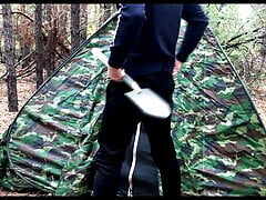 Masked villain fucks tired traveler in the woods HORROR PORN