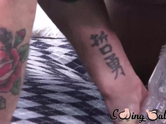 Tatted and hairy Ryan Reid is ready to show us how masturbating should be done