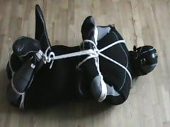 Hogtied in diver suit