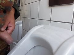 Solider getting pee in Uniform