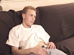 Newcomer Tye strokes his big cock for the first time