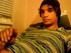 Solo beauty stroking his perfect cock with passion