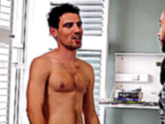 Gay kissing, couple, hunk cum