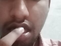 Play with finger as cock cum in mouth