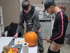 Gay Boys Have Fun: We Fuck The Halloween Pumpkin And Cum On It