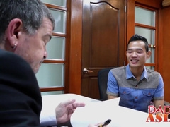 Horny Asian twink gets his asshole streched by his boss