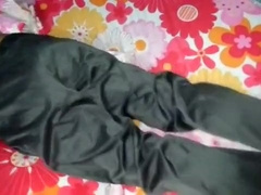 Oriental Vietnamese fella jerking off in Shiny Satin Trousers Panties