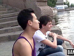 Aroused twinks get to the bedroom to screw that booty rock-hard