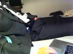 After work jerk off in dress and tie