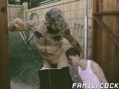 STUD POUNDS STEPSON BAREBACK AFTER ROUGH BLOWJOB