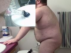 Big hairy man enjoys a solo cum session with his fleshlight in gay fetish video
