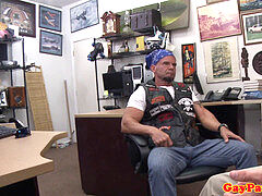 hetero pawnshop hairy man butt-fucked for cash