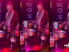 Public gangbang fuck and blow job orgy in gay bar