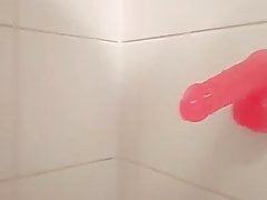 Horny 18 year old femboy slut riding dildo in the shower