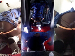 Bouquet of butt plugs and a vibrator gaping