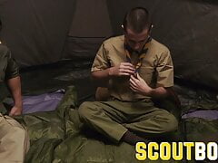 2 hairless twinks fucked in tent by sleazy scoutmasters