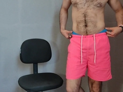 Furry Sport Guy dressed in G-String Nutting - Louis Ferdinando