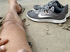 Mastubation outdoor on the beach