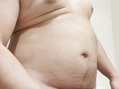 Dude with big belly masturbate