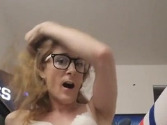 Femboy rock-hard swift rectal in white undergarments