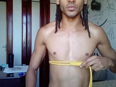 Amateur gay scene with skinny boys exploring BDSM fantasies featuring big dick Latino