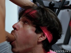 TS Brittney Kade tag teams with muscled dude to dominate their bottom