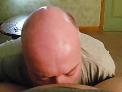 Nice bald older daddy sucking his friend's dick -1