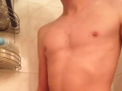 Insane 20 y.o. Gay-For-Pay Fellow Tugging Off in the Bathroom!