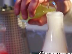 Nerdy scientist morphs himself into hot hunk & fucks 2 muscled hunks