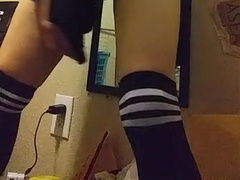 Trans moaning as she rides her toy 8