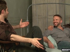 Watch this guy with a sausage and a huge cock get a hot load on his face