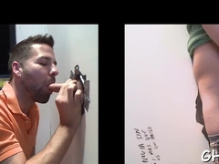Enjoying gloryhole oral fuck