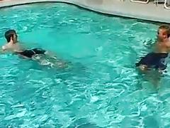 Twinkies anal banging by the poolside in threesome