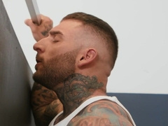 Deep gay intimacy at the restroom during glory hole fetishes