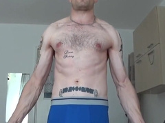 Working Out, Muscles, Flexing, Lean Ripped Body, Hairy Chest, Nipples, Armpits