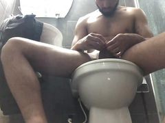 hot young latino masturbates in his in-laws' bathroom