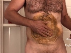 Hairy straight amateur with bear belly gets wild on cam