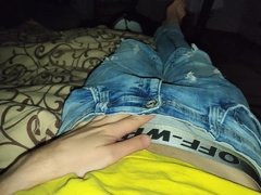 Boy in denim and with a monstrous fuckpole drains