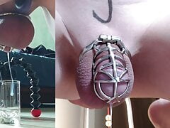 Chastity - 14th day - caged prostate milking