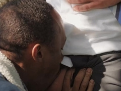 Interracial blowjob and BBC fucking a tight white ass
