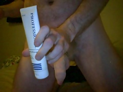 Putting on short chastity cage